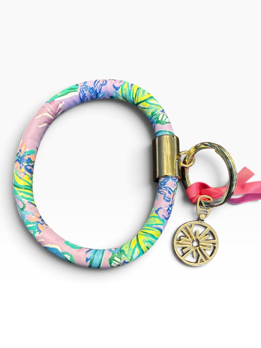 Lilly Pulitzer Round Key Fob Bracelet Mermaids Shade Bike Charm NWT #194715